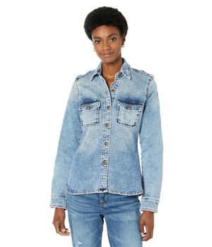 Imbracaminte Femei KUT from the Kloth Top Front Flaps Pockets Semi Fit Long Sleeve Shoulder Tab Thoughts, KUT from the Kloth