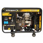 Generator open-frame Stager YDE12E, 10kVA, 39A, 3000rpm, monofazat, diesel, pornire electrica