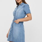 Rochie-camasa din denim cu terminatii nefinisate