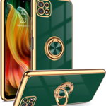 Husa de protectie pentru Samsung Galaxy A22 5g Bentoben, TPU, verde inchis/auriu