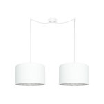 Suspensie de design cu 2 lumini, Sotto Luce Mika, material textil alb/argintiu, cablu textil alb de 1,5 m, 2 x E27 diam. 36 cm