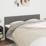 vidaXL Tăblii de pat, 2 buc, gri închis, 100x5x78/88 cm, textil, vidaXL