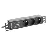 10 RACK POWER STRIP (1U, 16A, 3X 230V PL), LANBERG