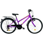 Bicicleta Copii Colinelli COL14, Marimea 350 mm, 24 inch, Violet, Schimbator TSM10R, 6 Viteze, Cadru Otel, Frane V - Brake, Colinelli