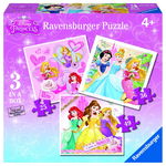 PUZZLE PRINTESELE DISNEY, 3 BUC IN CUTIE, 25/36/49 PIESE