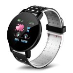 Smartwatch 119 Plus, iOS /Android, Bluetooth, Fitness Tracker, Negru/Alb, 
