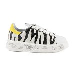Pantofi sport femei Premiata albi din piele cu detaliu zebra print 1699DP4537SA, Premiata