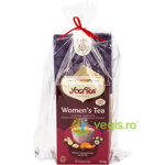 Set Cadou pentru Ea: Ceai pentru Femei (Women's Tea) Ecologic/Bio 17dz YOGI TEA + Ciocolata Alba cu Migdale Sarate si Coacaze Ecologica/Bio 100g GEPA, PRONAT