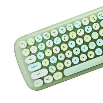 Kit tastatura si mouse wireless MOFII Candy, 84 taste, 4 butoane, 800-1200-1600 dpi, Verde, Mofii