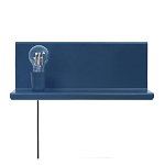 Lampa de perete cu raft, HOMEMANIA, Metal, 40 x 14 x 17 cm, 1 x E27, 100W, Albastru inchis