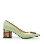 Pantofi eleganți damă din piele naturală - 2176 Verde Deschis Box, Raxela