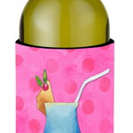 Caroline`s Treasures Cocktail de vară roz Polkadot sticla de vin Beverge Izolator Hugger Wine Bottle, 