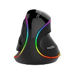 Mouse gaming vertical Delux M618 Plus, iluminare RGB, USB (Negru), Delux