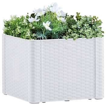 Strat înălțat grădină sistem auto-udare, alb, 43 x 43 x 33 cm