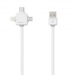 Cablu USB Type C micro USB Lightning 1.5m alb Allocacoc, Allocacoc
