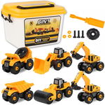 Set de Jucarii de Constructie cu Vehicule - 6 in 1, Jucarii STEM pentru Distractie si Invatare Garantate