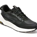 Pantofi sport SKECHERS negri, GLOBAL JOGGER, din material textil si piele ecologica