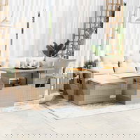 vidaXL Set canapele de grădină, 7 piese, cu perne, bej, poliratan, vidaXL