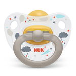 Suzeta Happy Kids Nuk, latex, varf plat, 18-36 luni, Gri