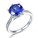 Inel Borealy Argint 925 Blue Simulated Tanzanite 3 Carat Luxury Ring Marimea 7, 