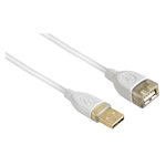 Hama USB 2.0 Extension Cable, gold-plated, double shielded, white, 3.00 m 78466