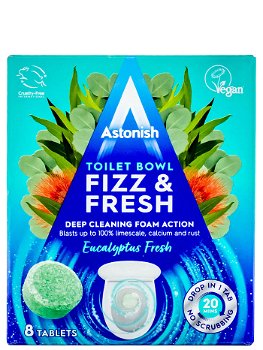 Astonish Tablete pentru curatarea vaselor de toaleta 8 buc (8x25g) Eucalyptus Fresh, Astonish