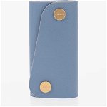 IL BISONTE Solid Color Io Keyring With Leather Case Blue, IL BISONTE