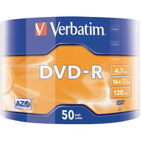 Dvd-r verbatim 4.7gb, 120min, viteza 16x, 50 buc, single layer, shrink wrap