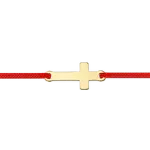 Bratara ajustabila cu talisman in forma de cruce, din aur de 14K