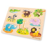 Puzzle lemn Safari 9 piese NEW, New Classic Toys, 2-3 ani +, New Classic Toys