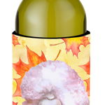 Caroline`s Treasures White Standard pudel toamna sticla de vin Beverge Izolator Hugger Alb Wine Bottle, 
