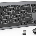 Set de tastatura si mouse iClever, plastic/aluminiu, gri/negru