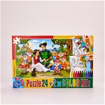 Set Puzzle 24 piese Alba Ca Zapada + 2 fișe de colorat și creioane colorate, inTrend.ro