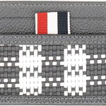 Thom Browne Woven Leather Card Case GREY, Thom Browne