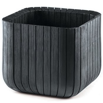 Ghiveci din plastic Curver, pentru exterior, patrat, negru, 39.5 x 39.5 x 39.5 cm