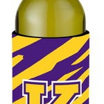 Caroline`s Treasures Monogramă - Tiger Stripe - Purple Gold Initial K Sticla de vin izolator de băuturi Multi Wine Bottle, 