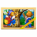 Puzzle lemn "Familie ursuleti" - 4 planse * 12 piese, cutie cu inchidere magnet, Sergadi Online