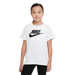 Nike, Tricou cu imprimeu logo si terminatie asimetrica Sportswear Futura, Alb, 156-166 CM