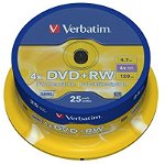 Mediu optic DVD+RW 4.7GB Viteza 4x Spindle 25 Bucati, Verbatim