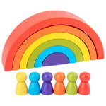 Joc tip PUZZLE Curcubeul Magic, Montessori, din lemn, 7 piese, 7 pitici, multicolor