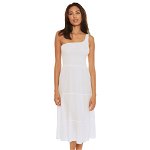 Imbracaminte Femei BECCA by Rebecca Virtue Ponza Crinkled Rayon Asymmetrical Dress Cover-Up White, BECCA by Rebecca Virtue