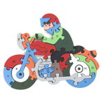 Puzzle 3D din lemn, motocicleta, 26 piese, cu litere si cifre, WD4506-H RCO®, RCO