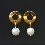 Cercei perla Simple Drop (inox auriu), FelicityStore?