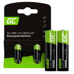 Set Acumulatori Reincarcabili GR05 2x AA HR6 2600mAh Negru/Verde, Green Cell