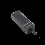 Hub USB SBOX USB 3.0, H-204R, 4 Porturi, Negru, SBOX
