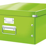 Cutie depozitare Leitz WOW Click & Store, carton laminat, partial reciclat, pliabila, cu capac si maner, 36x20x48 cm, verde, Leitz
