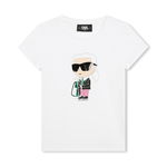 KARL LAGERFELD KIDS, Tricou din amestec de modal cu imprimeu logo, Roz orhidee