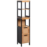 Dulap de baie cu sertare, Kleankin, MDF/Bambus, 30x30x144,3 cm, Bej