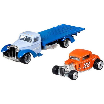 Set Masina Hot Wheels Premium Car Culture Transport Dmc Delorean & Hw Rally Hauler, Hot Wheels, 164, Caroserie Metalica, Roti Realiste, Decoratiuni Reproduse Cu Precizie, Varsta Recomandata 3+, 10 x 10.5 cm, Multicolor