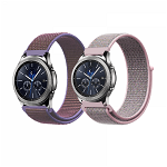 Set 2 curele din nylon cu adeziv si telescop QuickRelease 20mm pentru Samsung Active / Gear S3/ Huawei Watch 2 roz lila